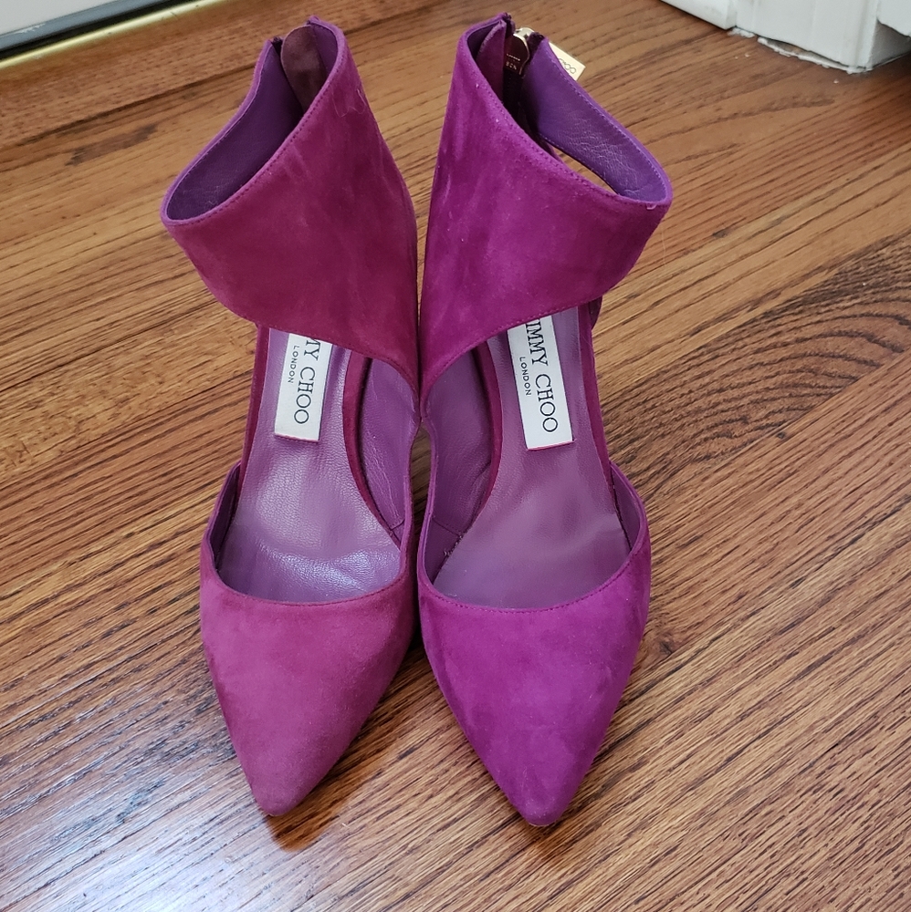 Jimmy Choo Purple Zip Back Heels - size 6.5 (36.5)